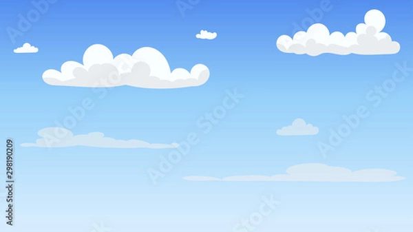 Obraz Landscape blue sky and white clouds on sunny day.Sky and cloud background.cartoon sky concetp.Vector illustration