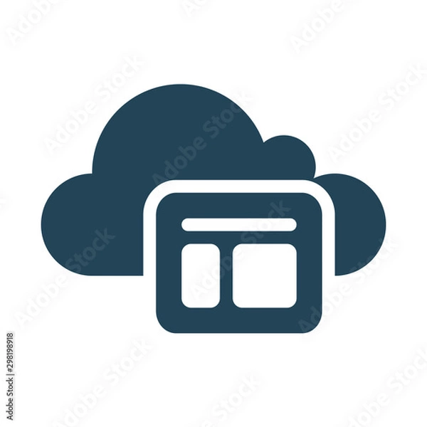 Obraz Web based software. Cloud Computing Icon. Simple glyph style. Perfect symmetrical. 