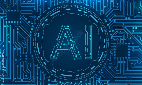 Obraz AI Artificial Intelligence , Circuit Background, Nanotechnologies, Global Network Technolog