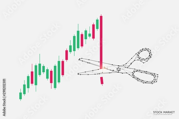 Fototapeta The particles, geometric art, line and dot of Business graph