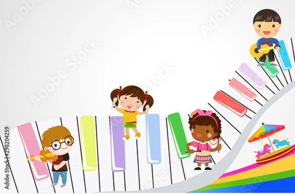 Obraz Group of kids,drawing sketch