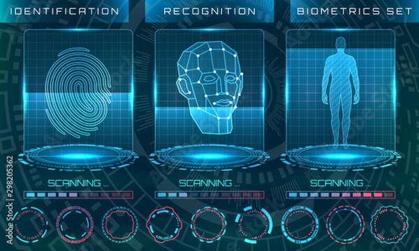 Fototapeta Biometric Identification Personality, Scanning Modern Access Control, Technology Recognition Authentication System Concept