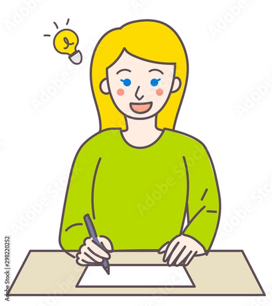 Obraz 外国人　女性　ひらめく