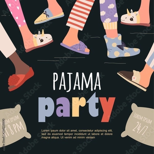 Obraz Colored pajama party poster. Vector template Slumber party