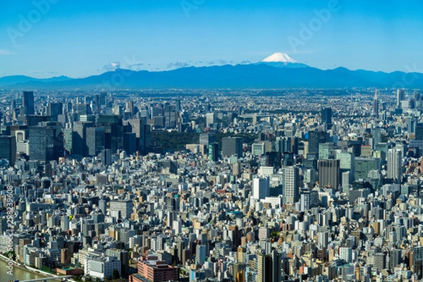 Fototapeta 東京スカイツリーから見る富士山と街並み 秋葉原、渋谷方面