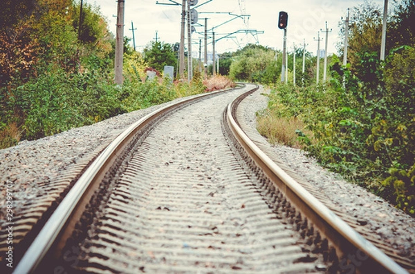 Obraz железная дорога, колея, рельсы, путь, ветка. 