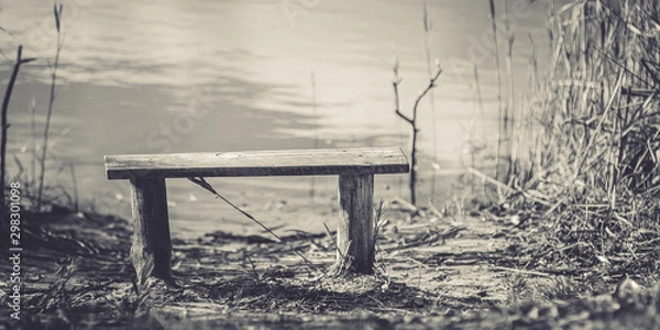 Obraz пруд,речка,река,небо,озеро, лавочка,лавочка у пруда 