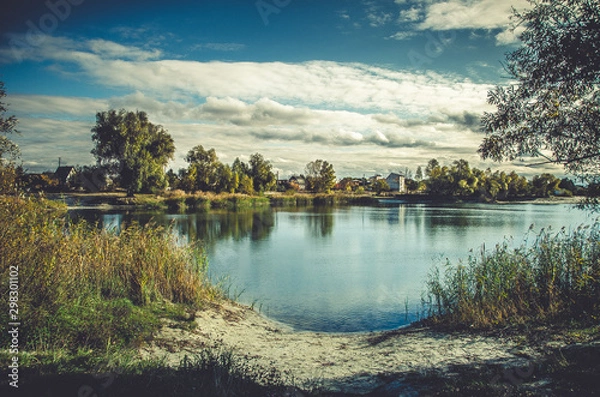 Obraz пруд,речка,река,небо,озеро.