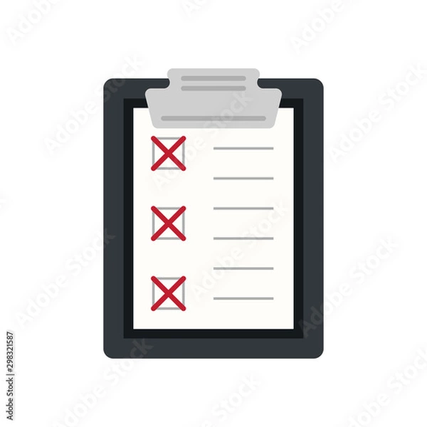 Fototapeta Icon clipboard checklist or document with checkmark with text in flat style