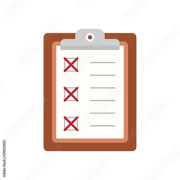 Fototapeta Icon clipboard checklist or document with checkmark with text in flat style