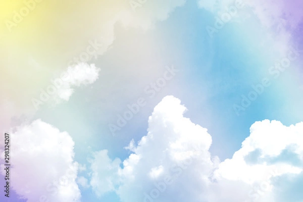 Fototapeta Soft pastel rainbow sweet color cloudy sky background