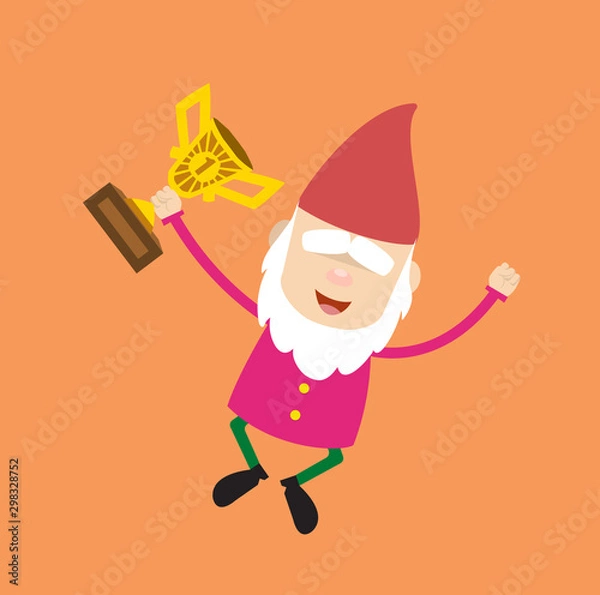 Obraz Cute Cartoon Chef - Jumping with Trophy