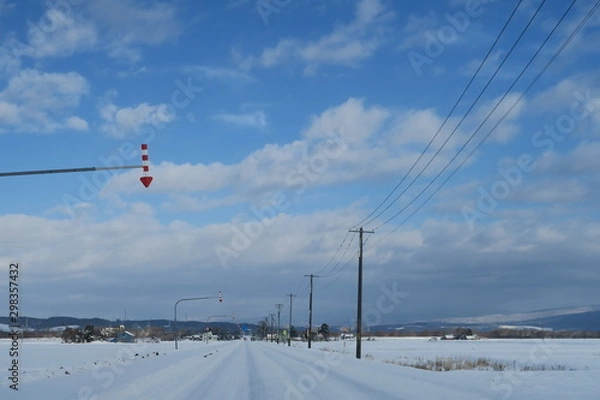 Obraz 日本国北海道の雪のある冬の風景