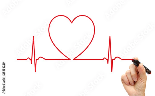 Obraz Hand drawing ECG line