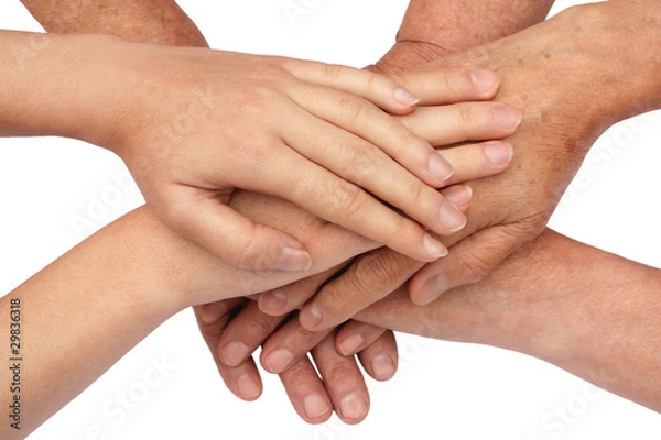 Fototapeta Hands on top of each other