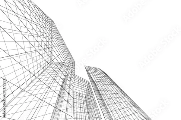 Obraz Architecture building 3d. Concept sketch. Vector backdrop