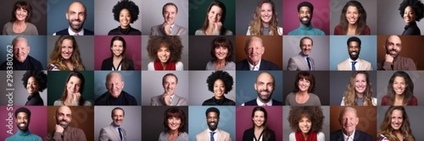 Obraz Grupa 9 pięknych ludzi przed tłem