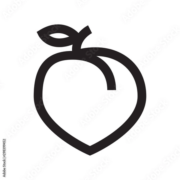 Fototapeta Peach icon,vector illustration. Flat design style. vector peach icon illustration isolated on White background, peach icon Eps10. peach icons graphic design vector symbols