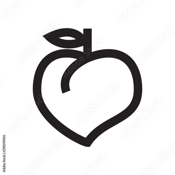 Fototapeta Peach icon,vector illustration. Flat design style. vector peach icon illustration isolated on White background, peach icon Eps10. peach icons graphic design vector symbols