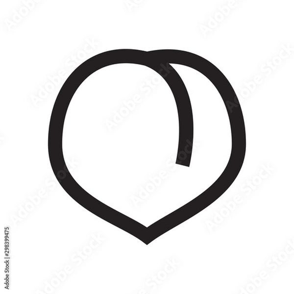 Fototapeta Peach icon,vector illustration. Flat design style. vector peach icon illustration isolated on White background, peach icon Eps10. peach icons graphic design vector symbols