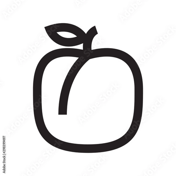 Fototapeta Peach icon,vector illustration. Flat design style. vector peach icon illustration isolated on White background, peach icon Eps10. peach icons graphic design vector symbols