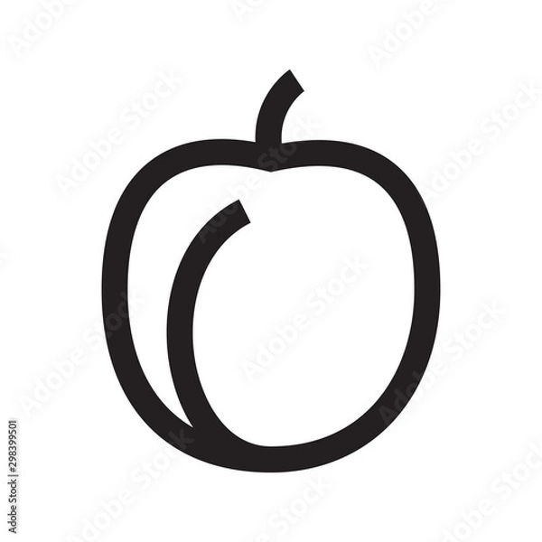Fototapeta Peach icon,vector illustration. Flat design style. vector peach icon illustration isolated on White background, peach icon Eps10. peach icons graphic design vector symbols