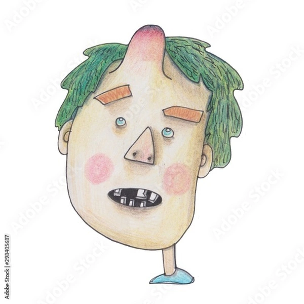 Obraz cool illustration of boy for your print, sticker on a white background.