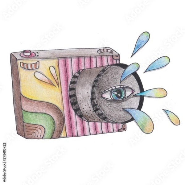 Obraz cool illustration of camera for your print, sticker on a white background.