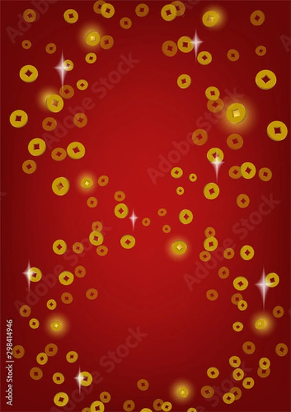Obraz Infinity gold coin vector illustration on a red background.