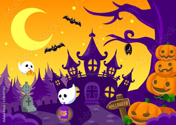 Fototapeta ハロウィンイラスト 背景素材 壁紙 ベクター