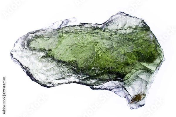 Fototapeta Macro photography of a moldavite stone on a white background