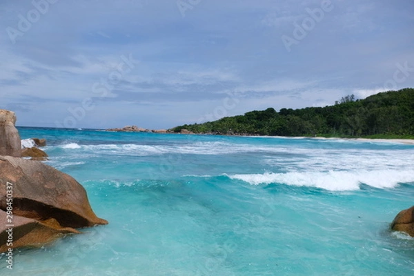 Obraz Panoramic view on a beautiful Seychelles beach