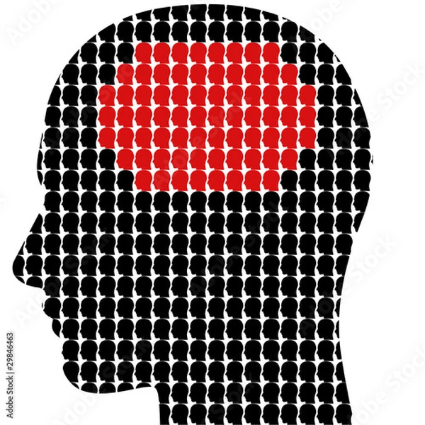 Obraz red brain in one big head