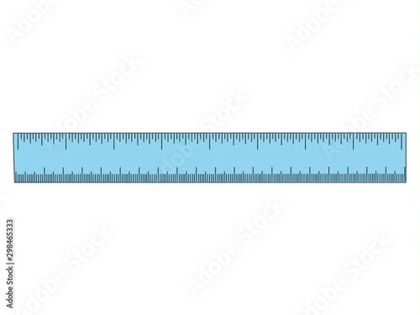 Fototapeta Ruler blue realistic vector illustration isolated