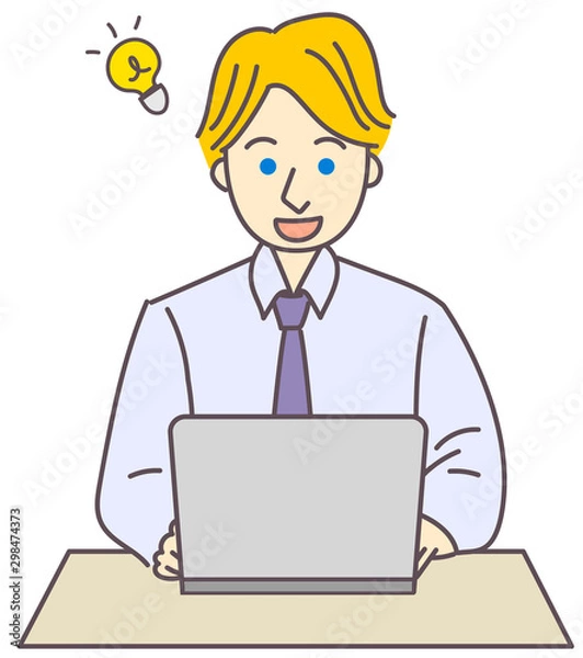 Obraz 男性　外国人　パソコン