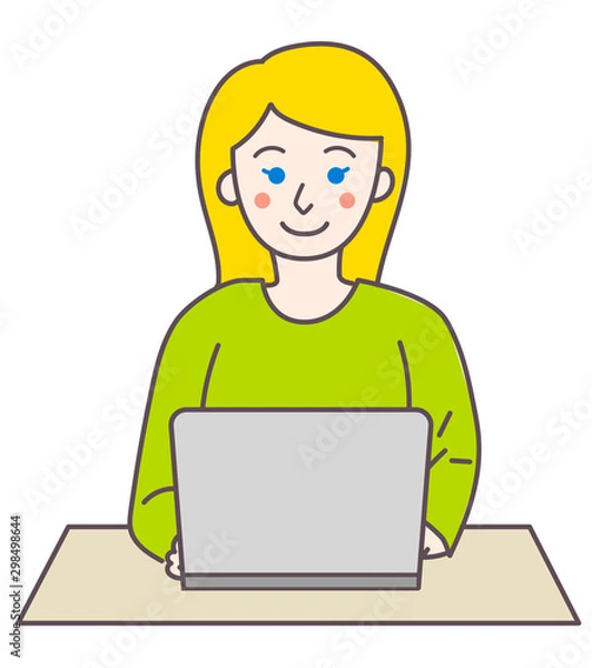 Obraz 外国人　女性　パソコン