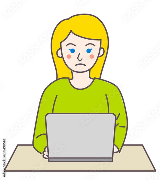 Obraz 外国人　女性　パソコン