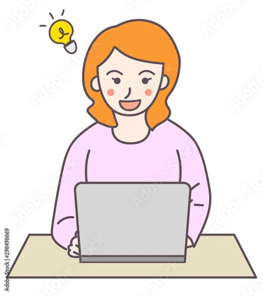 Obraz 女性　パソコン