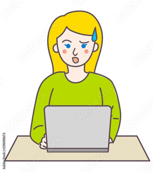 Obraz 外国人　女性　パソコン