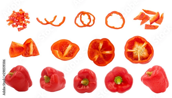 Fototapeta fresh red pepper collection isolated on white background with clipping path