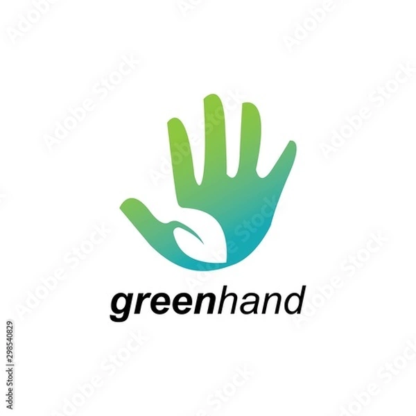 Obraz Leaf and hand logo design vector template