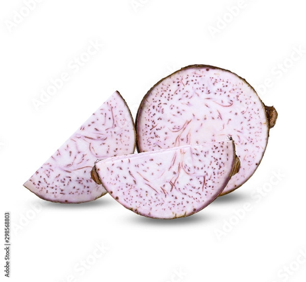 Fototapeta Taro, sliced of taro isolated on white background