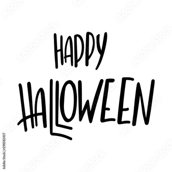 Fototapeta Happy halloween lettering phrase with heart, spider and candy illustratios. Vector