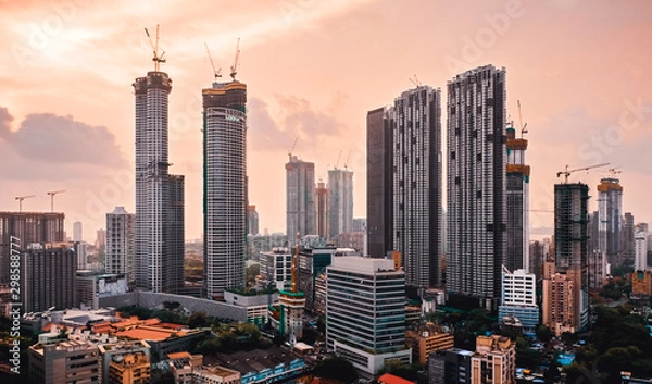 Fototapeta Downtown Mumbai developments- skyscraper cluster