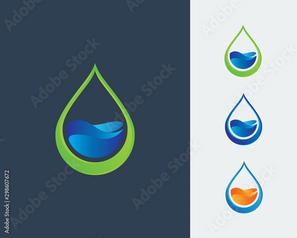 Obraz Ecology logo, Water Drop Logo, Water Drop Design Template vector illustration