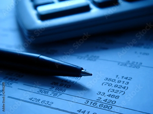 Obraz financial statement with calculator and pen