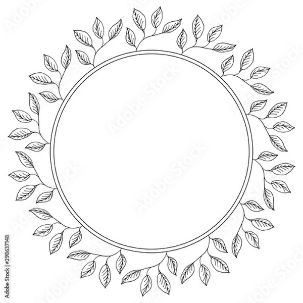Fototapeta Wreath of black flowers on a white background. Decoration for wedding cards. Space for your text. Beautiful invitation with ornament for celebration decoration design. Greeting card template