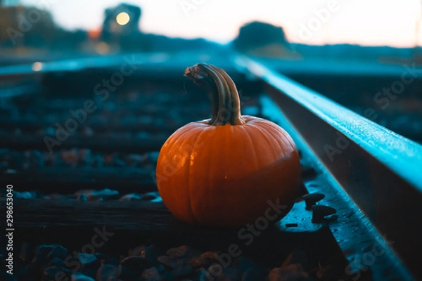 Obraz pumpkin orange teal rail road 