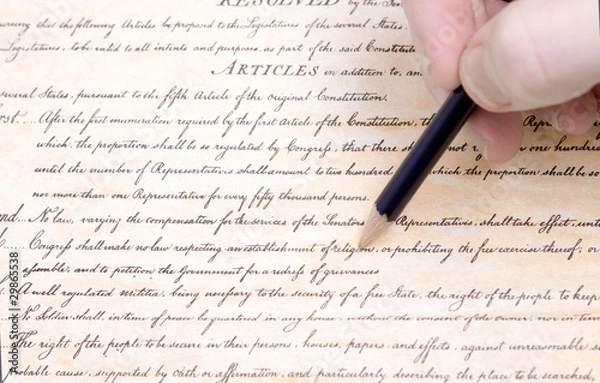 Obraz Editing First Amendment Pencil US Constitution