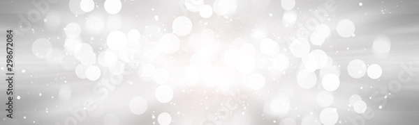 Fototapeta white and gray Christmas light with snowflake bokeh background, Winter backdrop wallpaper.